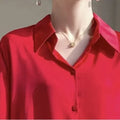 Fashion Loose Solid Color Turn - down Collar Simplicity - View 6 | SAMAG