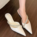 Sexy silver stiletto platform slippers - Summer fairy charm chain-toe flip-flops - Fashionable and comfortable women's shoes