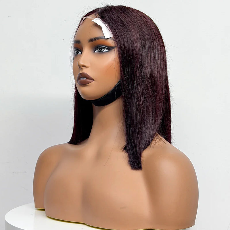 250% Density Bob Straight Human Hair 2X6 Transparent Lace Closure Frontal Human Hair Wigs 100% Human Hair Ginger 99J Colored Wig