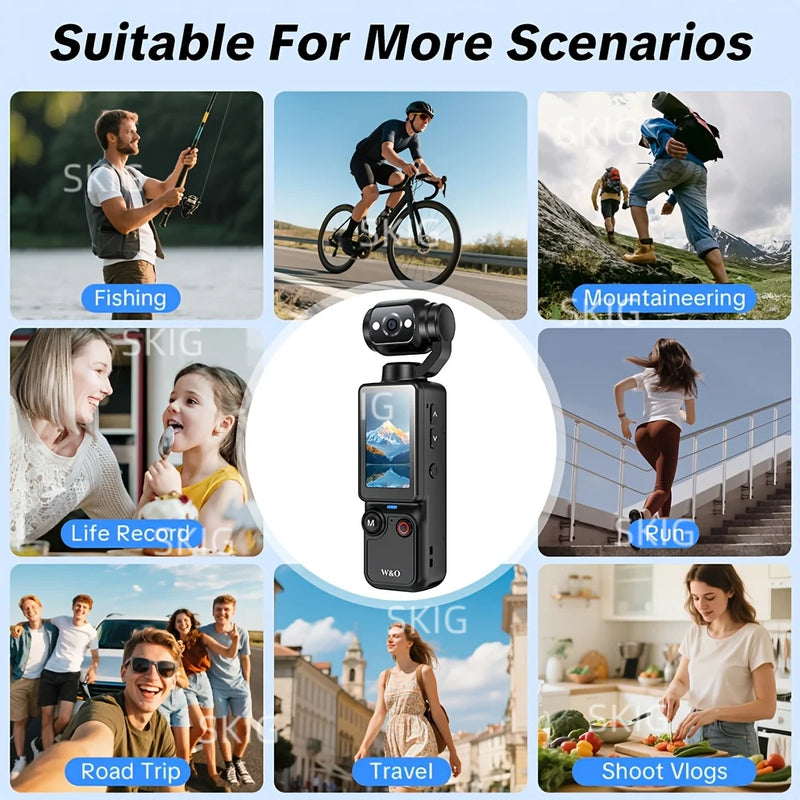 SKIG 1080P Sports Action Camera, Equipped With a 1.9-inch CMOS Sensor, Supports USB Charging, 180° Rotating Motion Camera