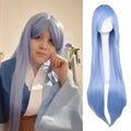QQXCAIW Long Straight Cosplay Wig Black Purple Black Red Pink Blue Dark Brown 100 Cm Synthetic Hair Wigs