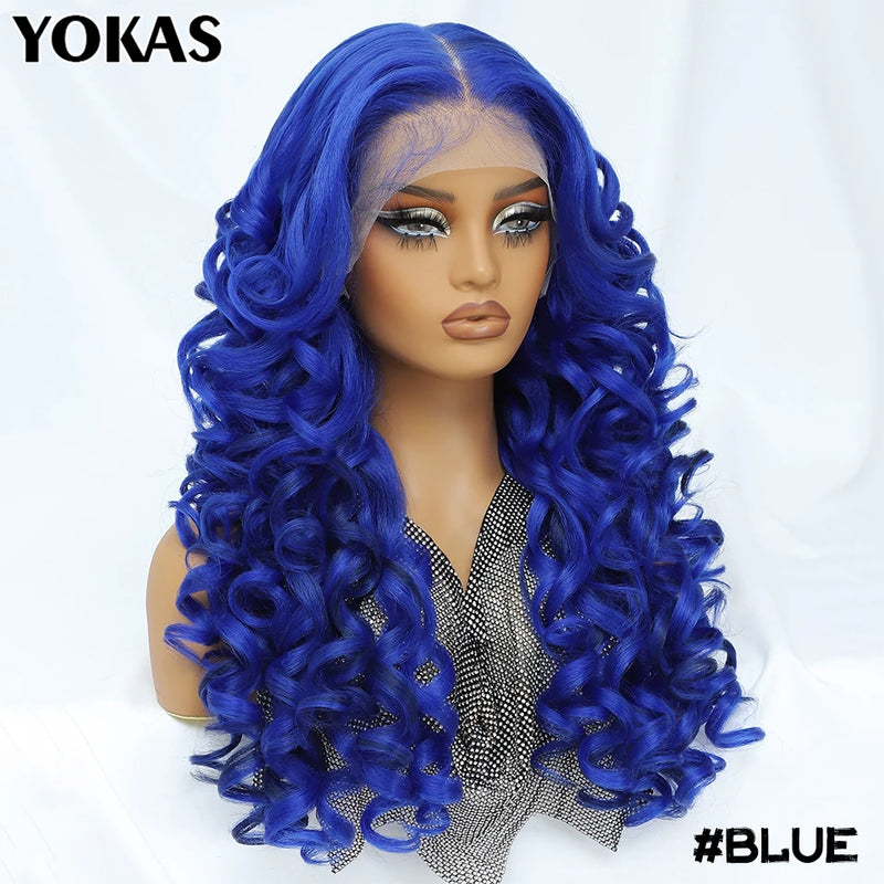 Lace Front Wigs Curly Latisha Synthetic High Quality Blonde Pink Blue Black White Red Brown Wig With Baby Hair For African Women