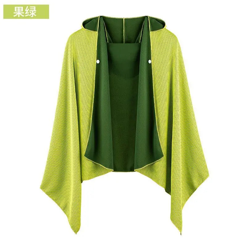 Cool Feeling Hooded Cape Ice Silk Quick Dry Breathable Beach Towel Absorbent Sun Protection Shawl Outdoor Sports Lightweight New