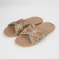 SHAJI Summer Women's Linen Slippers Home; Women's lightweight Indoor Non-Slip Shoes; Thick Sole Beach Slides; Bohemian Style