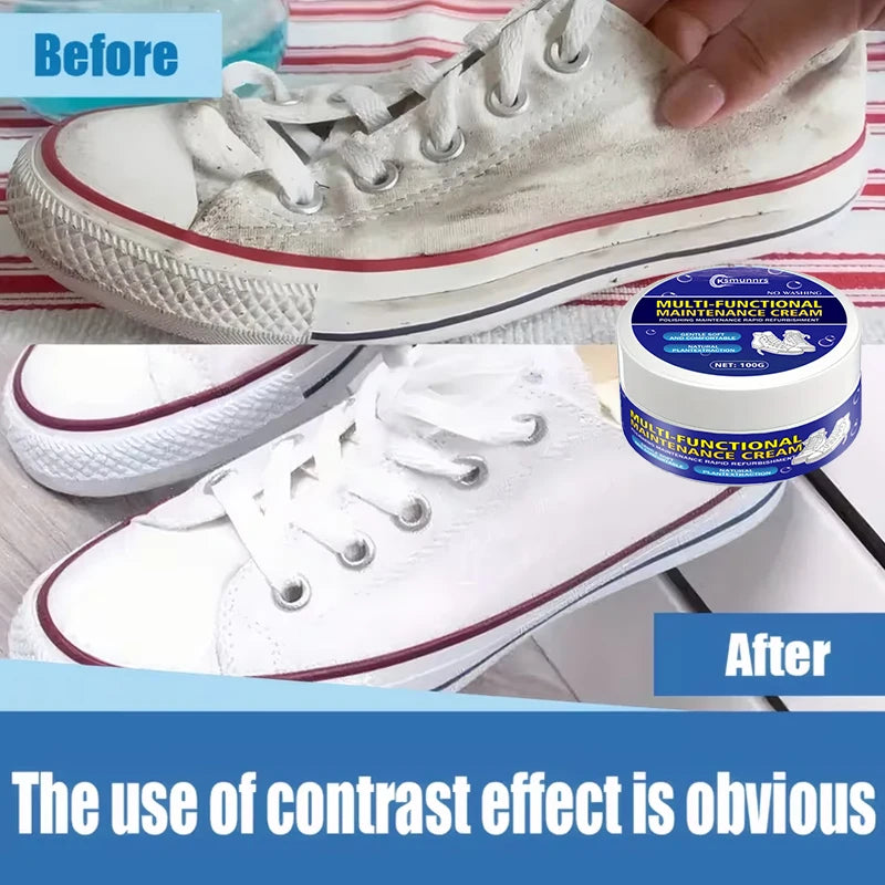 White Shoe Restorer Cream, Quick Polish for Sneakers, Leather Shoes and Canvas Shoes, Easy Shoe Care