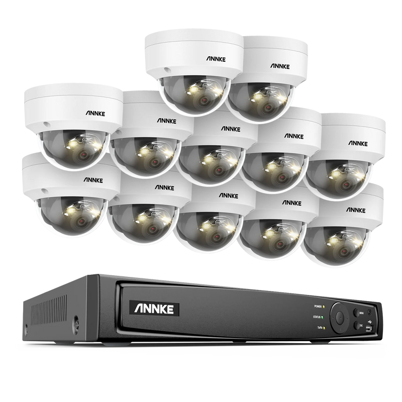 Annke 16CH NVR 12MP HD IP Security Camera Poe 6K Dual Light Audio Fixed Video Surveillance Human Vehicle Detection CCTV System