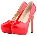 Women Sexy Pumps Stilettos 14cm Super High Heels Round Toes Platform Thin Heel NightClub Party Dress Red Wedding Shoes Big Size
