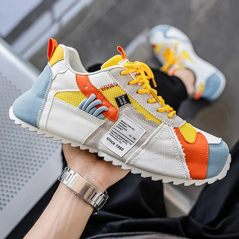 Men's Fashionable Casual Running Shoes Spring New Thick-Soled Height-Increasing Personality Street Outdoor Tennis Training Shoes