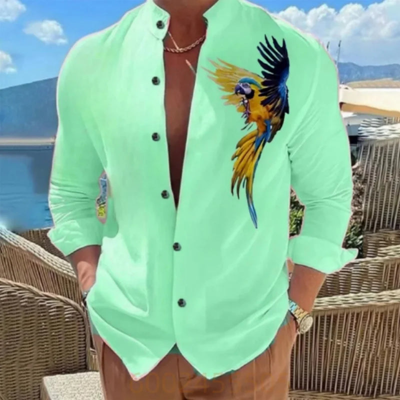 Men's Floral Print Long Sleeved Shirt Fashionable Casual | SAMAG