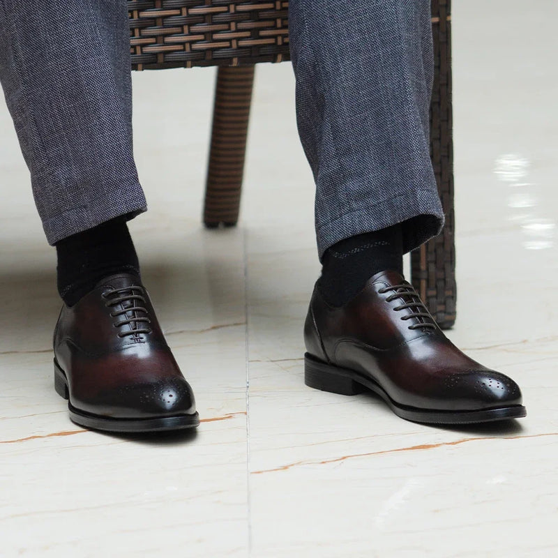 Men's Classic Italian Style Genuine Leather Oxfords Dress Shoes Lace-Up Black/Brown Business Office Wedding Formal Footwear