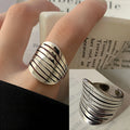 VENTFILLE 925 Sterling Silver Ring for Women Girl Gift Retro Open Trend Unique Design Geometric Asymmetric Jewelry Dropship