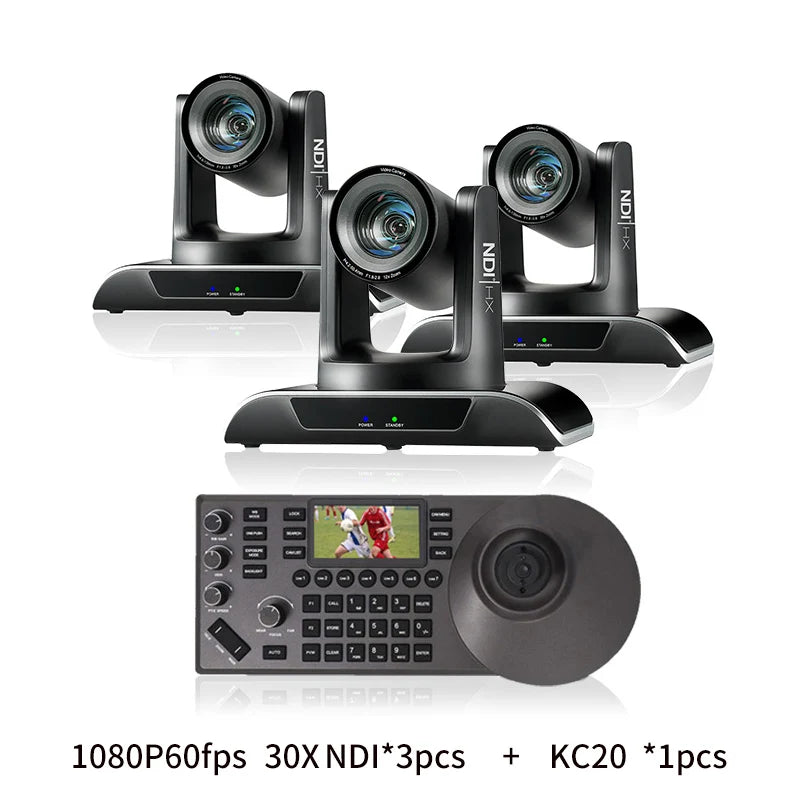 NDI PTZ Camera 30X Zoom 1080P60fps PTZ Camera with POE HDMI SDI USB+PTZ Camera Controller ideal for Live Streaming and Broadcast
