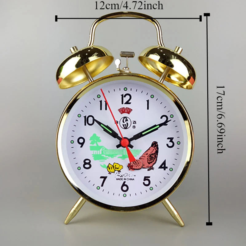 Alarm Clock Mechanical Metal Creative Bedroom Desk Clock Bedside Table Super Sound Watch Retro Nostalgic Table Winding Clock