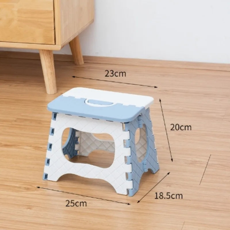 1PC Portable Grey Plastic Folding Stool - Compact, Versatile for Camping, Fishing, Home & Car Storage.