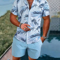 Men's Shirt Shorts Set Two Piece 3D Leaf Print Sleeve | SAMAG