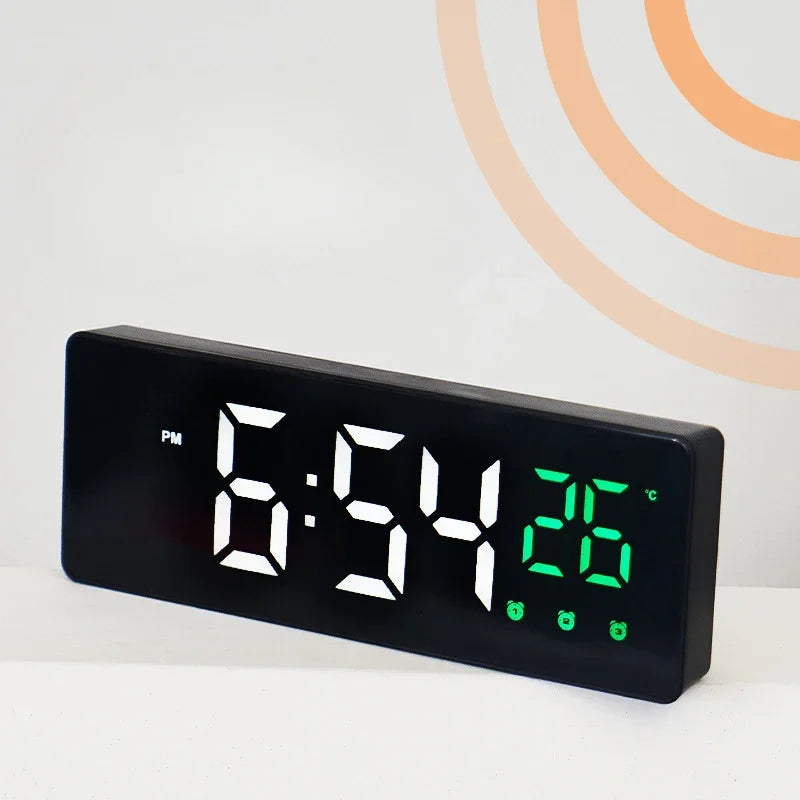 Alarm Clock Chargeable Music Digital Desk Clock Led Snooze Table Decorations Night Mode Electronic Control Voice Wall Clocks