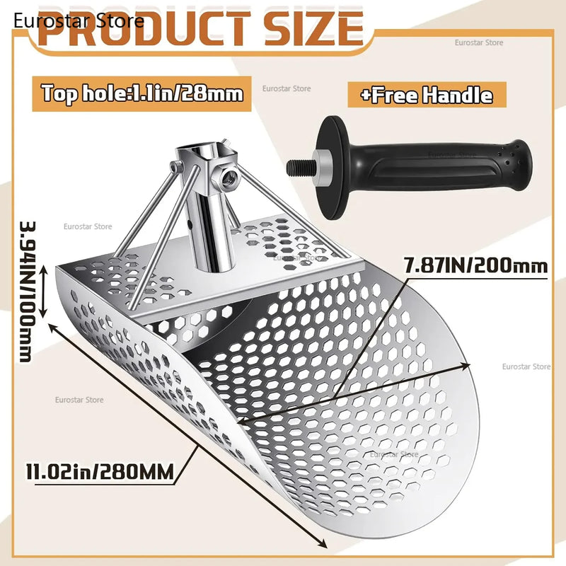 Beach Sand Scoop Shovel Metal Detector Sand Scoops Treasure Detecting Metal Detector Hunting Stainless Steel Tool Hex