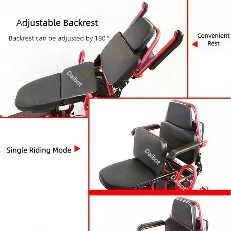 Small Parent Child Elderly Electric Tricycle Folding For Family 500W Electric Scooter Women With Adjustable Backrest/Seat/Basket