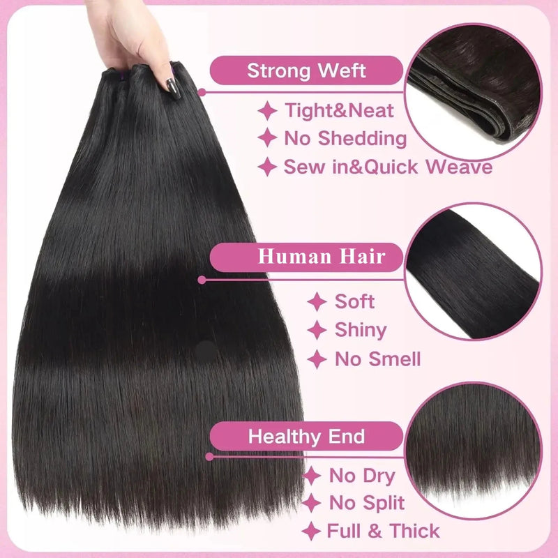 100% Human Hair Bone Straight Human Hair Bundle Natural Black 3 4 5 Bundles Remy Unprocessed Virgin Raw Human Hair Extensions