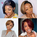 200% Density Lace Front Straight Wig Pixie Cut Wig 13X4 Full Lace Wig Bob Wig Human Hair Wigs For Women Pre Plucked BPHW Hair