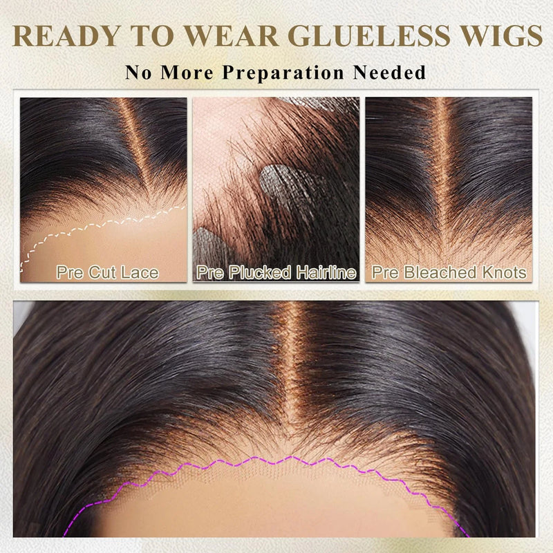 Lace Front Wigs Human Hair Glueless Wigs Human Hair 7x6 Glueless Wigs Human Hair Pre Plucked Pre Cut 220% Density Black Body Wave Human Hair Wig for Women