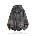 Unisex Plaid Long Sleeve Hooded Shirt Loose Sun | SAMAG