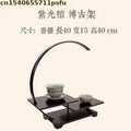 Miniature Ebony Decorative Shelf Coffee Tea Sets Wood Pedestal Figurines Vase Flower Pot Circular Decor Frame Bonsai Plant Rack