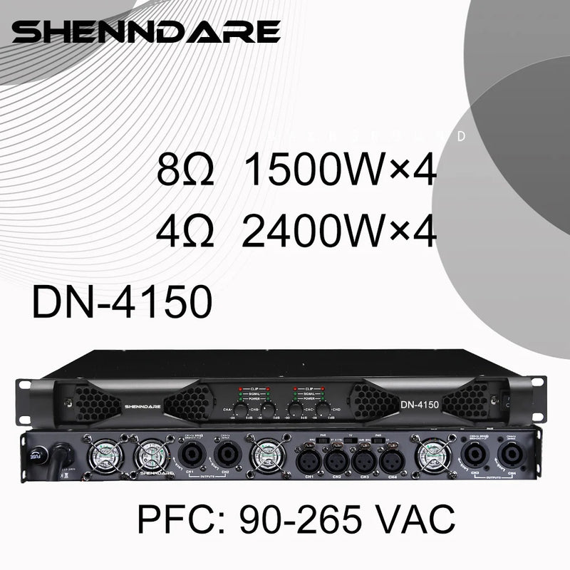 Professional Digital Power Amplifier 4x1800W Class D Audio DJ Pre-Subwoofer Amp 2/4 Channel Line Array Speaker Sound Amplifier