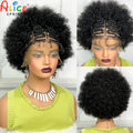 13x6 Lace Front Braids Wig with Baby Hair Synthetic Afro Curly Cornrow Braided Short Wigs for Black Women Natural Lace Bob Wigs