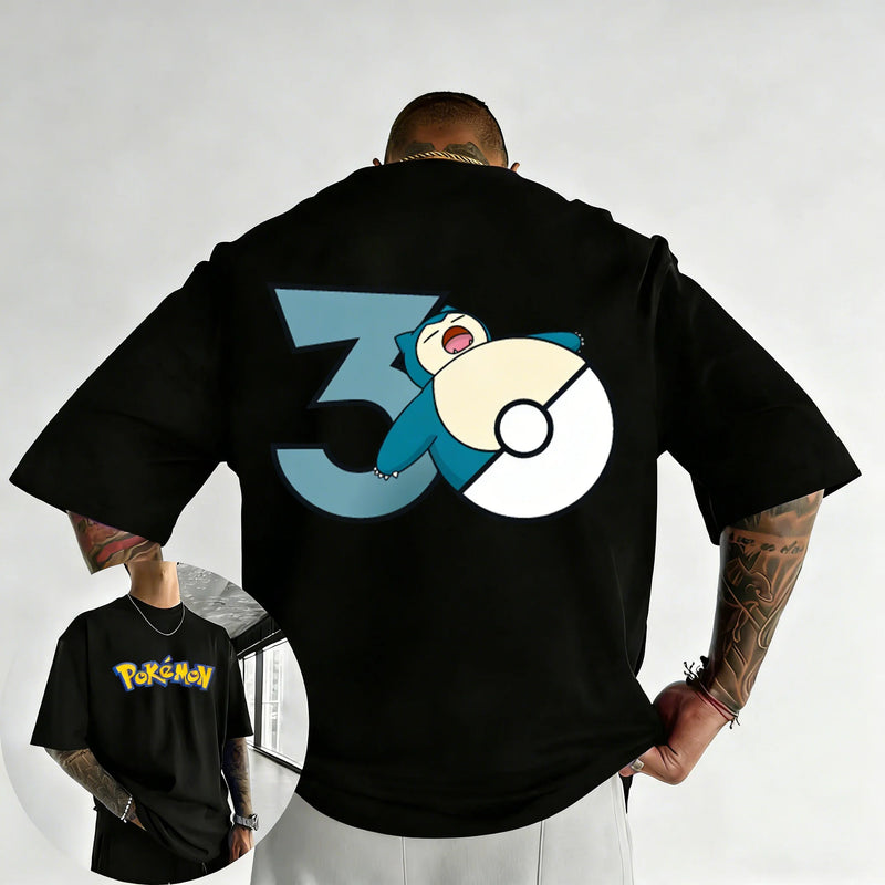 Pokémon 30th Anniversary Snorlax Printed T - shirt Summer - View 2 | SAMAG