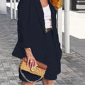 Summer New Solid Color Long Sleeve Shorts For Women's Suit Set Stylish Cardigan Female Office Suit 2 Piece Set