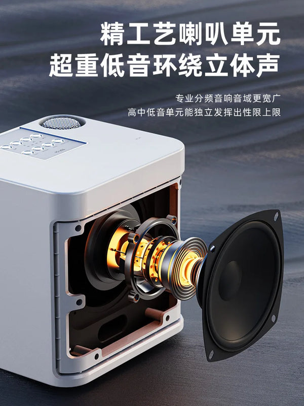 Karaoke Audio Machine Speaker System With 2 Microphones Portable Wireless Bluetooth-compatible Home Tv Ktv Set Speakers