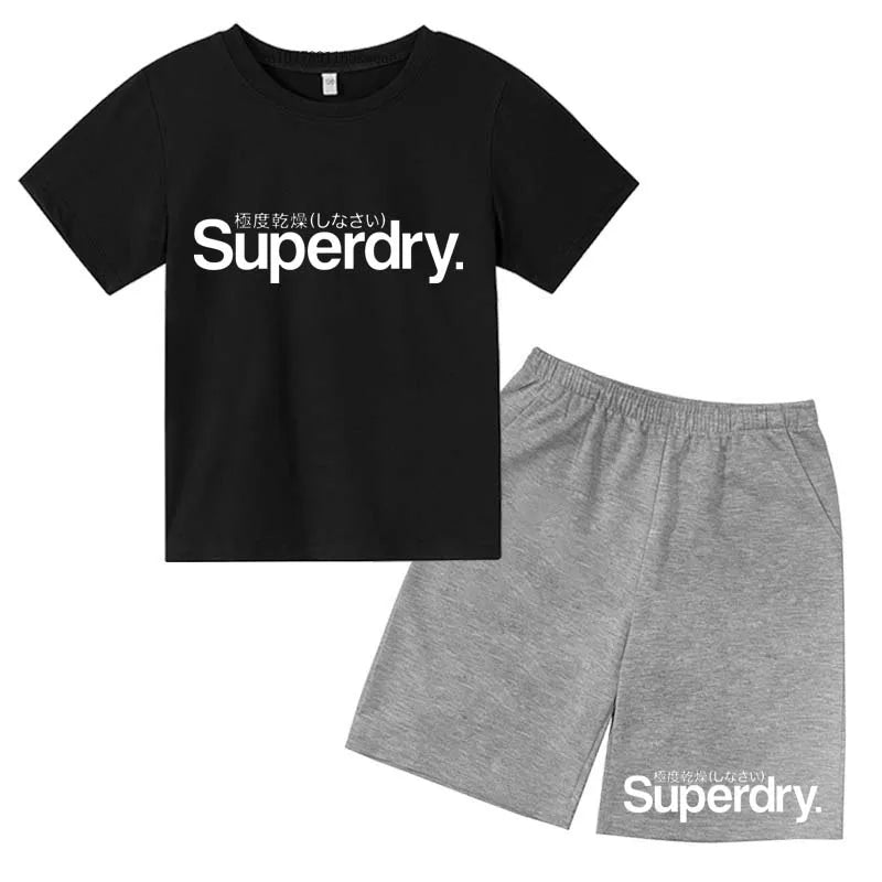 Kids Summer Casual Letter Print Breathable Tees+Short | SAMAG