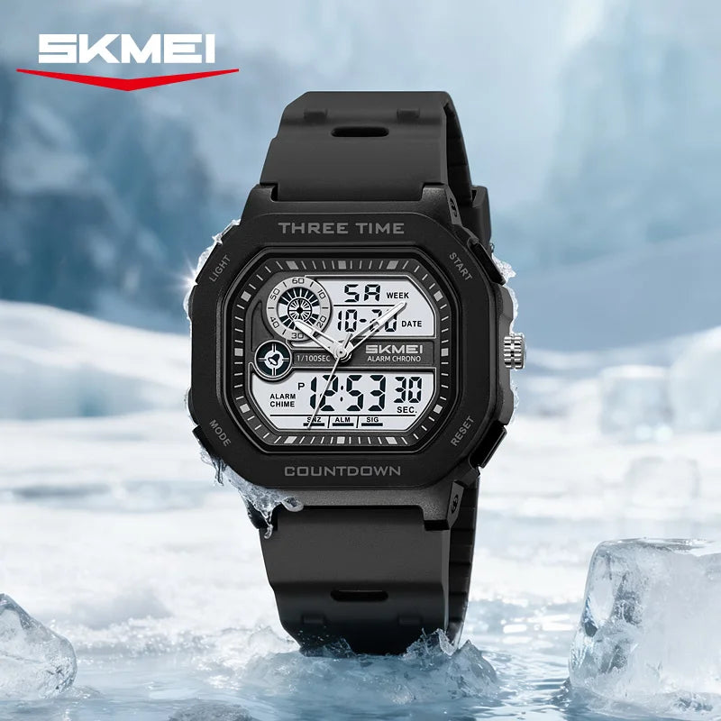 SKMEI 2641 Military Countdown Mens Wristwatches Chrono Alarm Watches Dual-display Digital Watch for Men Waterproof Relojes