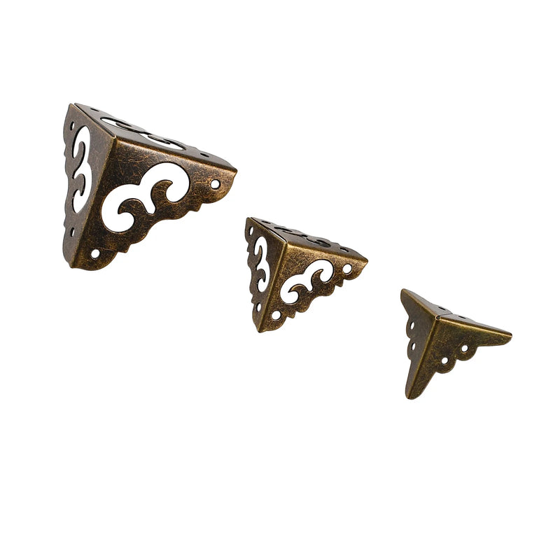 20pcs Retro metal corner protectors with cloud-patterned wood box iron corners decorative protective edge guards all four sides