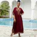 Kaftan Dresses Bathing Suit for Women Swimsuit Coverup Plus Size Beach Caftan Cover Ups for Swimwear Embroidery