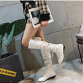 Shoes For Women  Knee High Boots Red Black White Tall Boots Woman Pleated Low Heel Casual Leather Female Long Shoes 2024