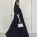 Long Raglan Sleeve Abaya with Contrast Print Details | SAMAG