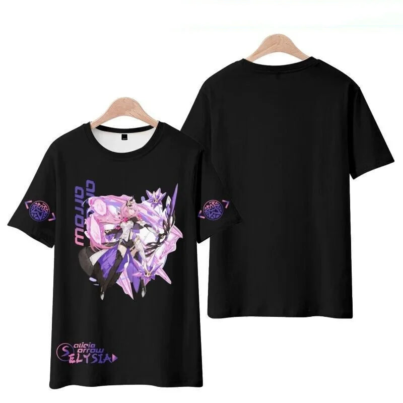 Elysia Honkai Impact 3 Role Playing T-Shirts New Arrival 3D Print Kids Anime Tees Summer Men Women Harajuku Short Sleeve Y2k Top