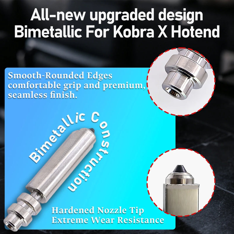 For Anycubic Kobra X Nozzle KX Bimetal 0.25/0.6/0.8/0.4mm - Visuel 3 | SAMAG