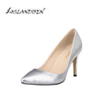 Women Shoes Fashion 8cm Sexy Crocodile Pattern Pointed Toe High Heels Pumps Office Med Heels Gold Silver Wedding Shoes Plus Size