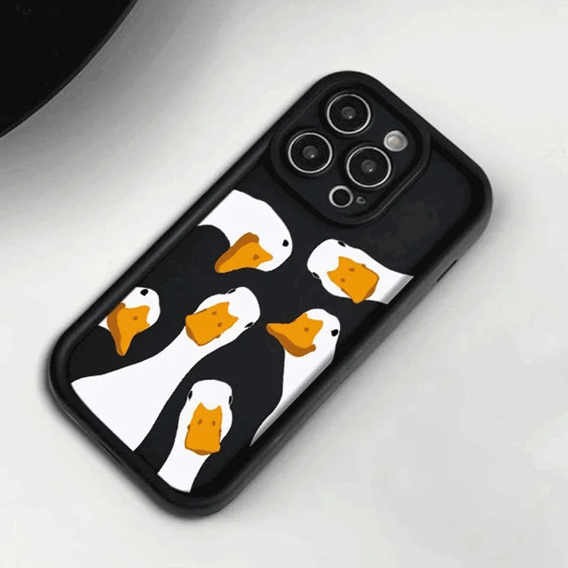Funny Cartoon Duck Phone Case For iPhone 16 e 15 14 13 12 11 Pro Max Plus Mini X XS XR SE 2020 2022 Funda Coque