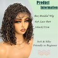 IPARTY Synthetic 4x4 Lace Front Wig 14inch Curly Faux Locs Braided Wig Large Parting Space Twist Dreadlock Wigs for Black Women