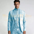 Tailor Made Men's Suits Denim Single Breasted Notch Lapel Slim Fit 3 Piece Jacket Pants Vest Full Sets Elegant Male Clothing