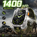 LIGE Militray 1400mAh Large Battery Smart Watch Men 2.01"HD Screen LED Flashlight & SOS Light BT Call Health Monitor Smartwatch