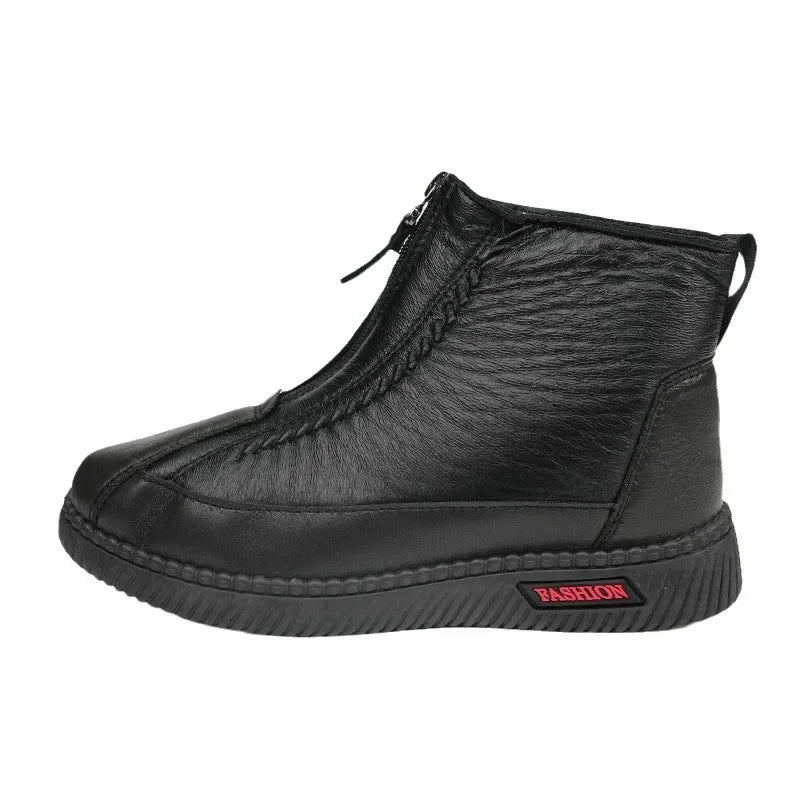 Beijing Winter Women's Cotton Boots Warm Fleece Lined Soft Bottom Snow Boots Anti Slip Shoes for Middle Aged And Elderly Mothers