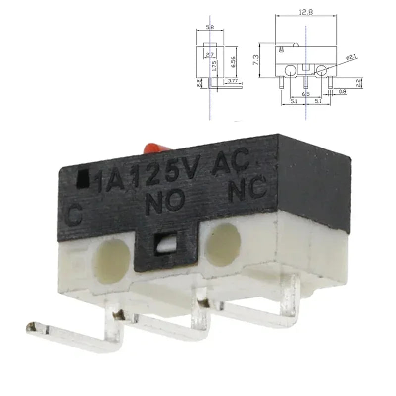 20/100/1000Pcs 3Pin Micro Limit Switch SPDT Momentary Push Button Switch 1A/125V Mouse Switch with Handle Roller