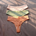 3 Pcs Seamless Ladies Ribbed Cotton Thong Simple Women's Low Waist Bikini Briefs Sports Girls Underwear Plus Size