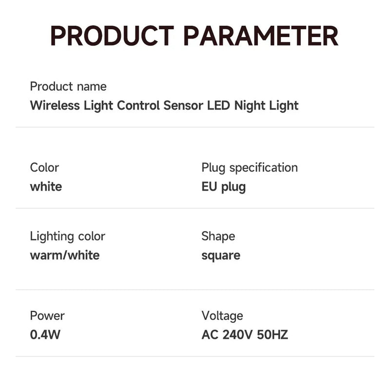 LED Night Light, EU Plug-in Smart Wireless Light Control Sensor Light, 220V Wall Light For Home Corridors, Bathrooms, Hallways