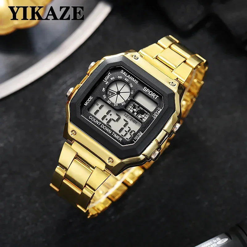 Luxury Men's Wristwatch Multifunction LED Digital Watch Alloy Strap Classic Business 7 - colors Luminous - Visuel 10 | SAMAG